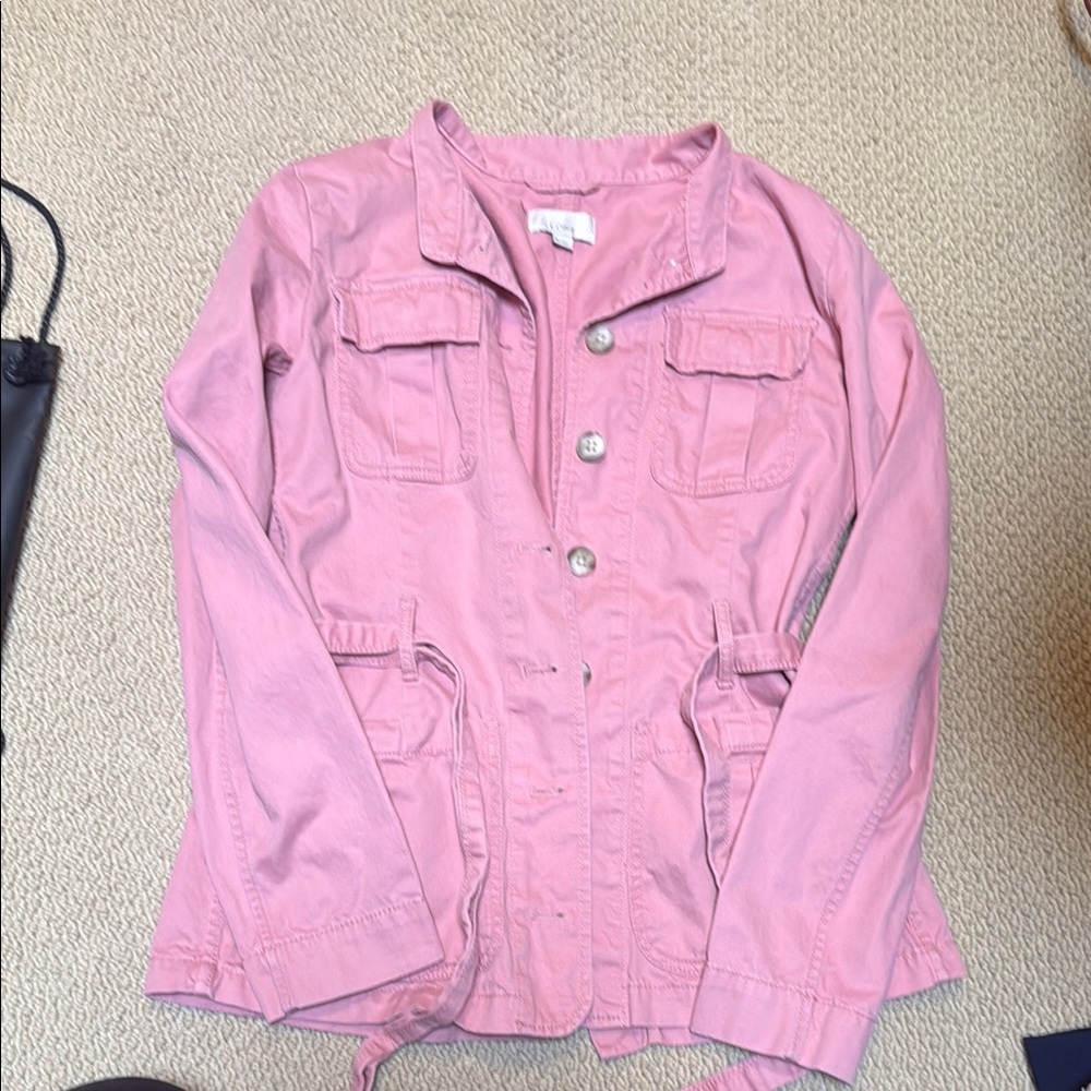 LOFT Pink Utility Jacket Lightweight Relaxed Fit
